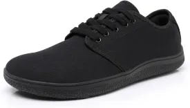 All Black Men's Flats Lightweight Wide Minimalist Barefoot Walking Shoes Comfortable Casual Shoes | Thin Bottom Zero Drop Sole | Slip Resistant and BreathableWalking Shoes