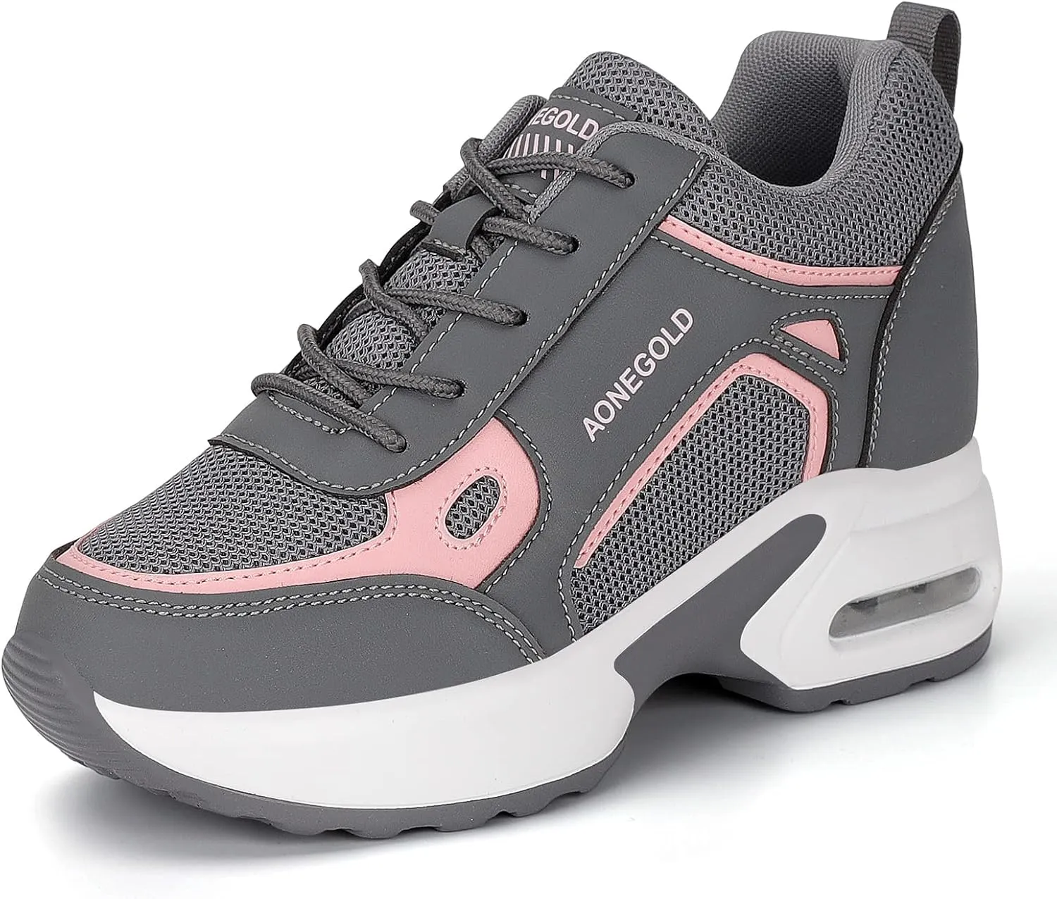 AONEGOLD Hidden Wedge Sneakers for Women Casual Platform Sneakers High Heeld Lace Up Walking Shoes Women's Fashion Sneakers