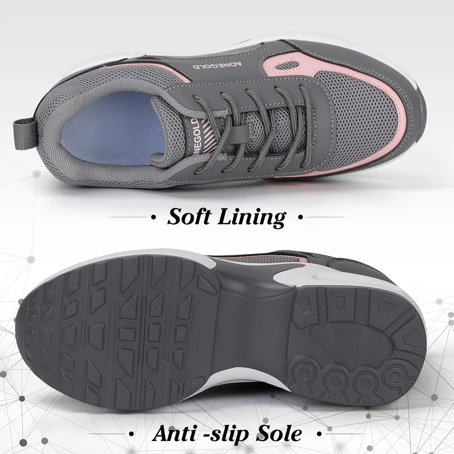 AONEGOLD Hidden Wedge Sneakers for Women Casual Platform Sneakers High Heeld Lace Up Walking Shoes Women's Fashion Sneakers