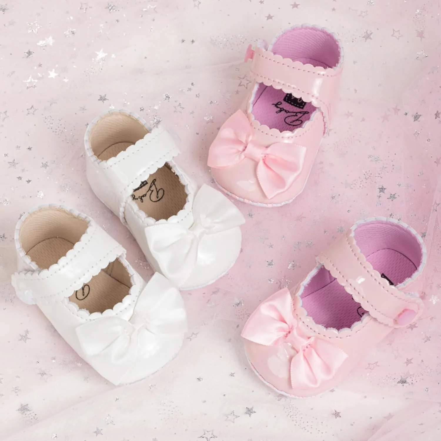 Baby Girl Mary Jane Flats Dress Shoes - Infant Newborn Shoes Anti-Slip Soft PU Leather Party School Wedding Princess Baby Girl Shoes 0-18M