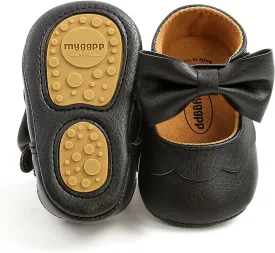 Baby Girl Mary Jane Flats Dress Shoes - Infant Newborn Shoes Anti-Slip Soft PU Leather Party School Wedding Princess Baby Girl Shoes 0-18M