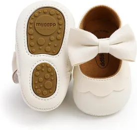 Baby Girl Mary Jane Flats Dress Shoes - Infant Newborn Shoes Anti-Slip Soft PU Leather Party School Wedding Princess Baby Girl Shoes 0-18M