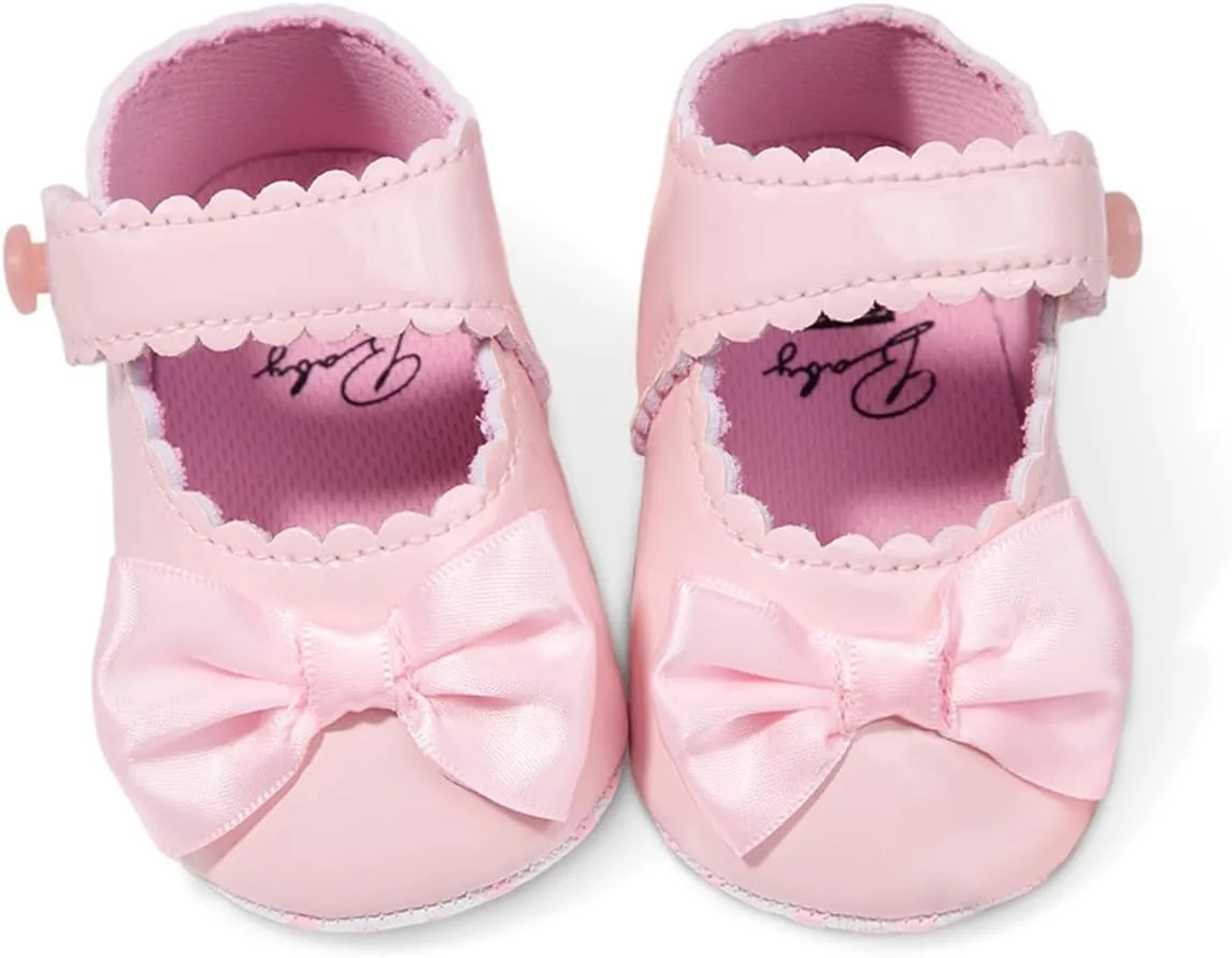 Baby Girl Mary Jane Flats Dress Shoes - Infant Newborn Shoes Anti-Slip Soft PU Leather Party School Wedding Princess Baby Girl Shoes 0-18M