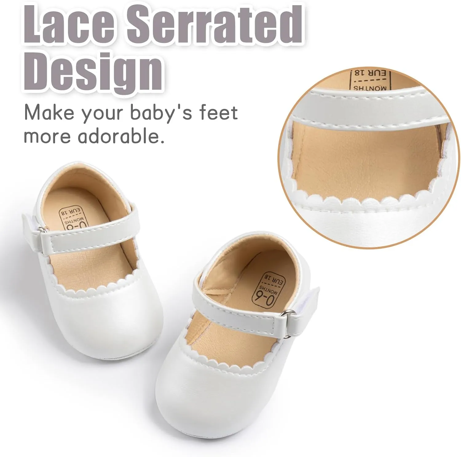 Baby Girl Mary Jane Flats Dress Shoes - Infant Newborn Shoes Anti-Slip Soft PU Leather Party School Wedding Princess Baby Girl Shoes 0-18M