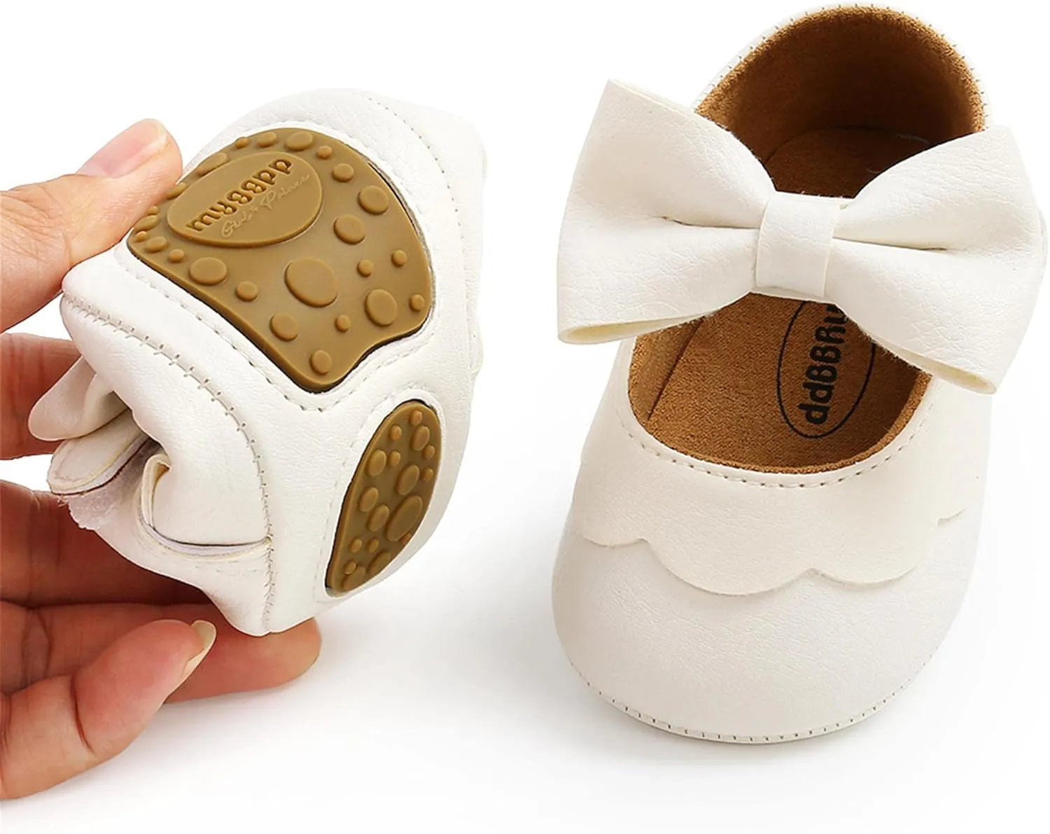 Baby Girl Mary Jane Flats Dress Shoes - Infant Newborn Shoes Anti-Slip Soft PU Leather Party School Wedding Princess Baby Girl Shoes 0-18M