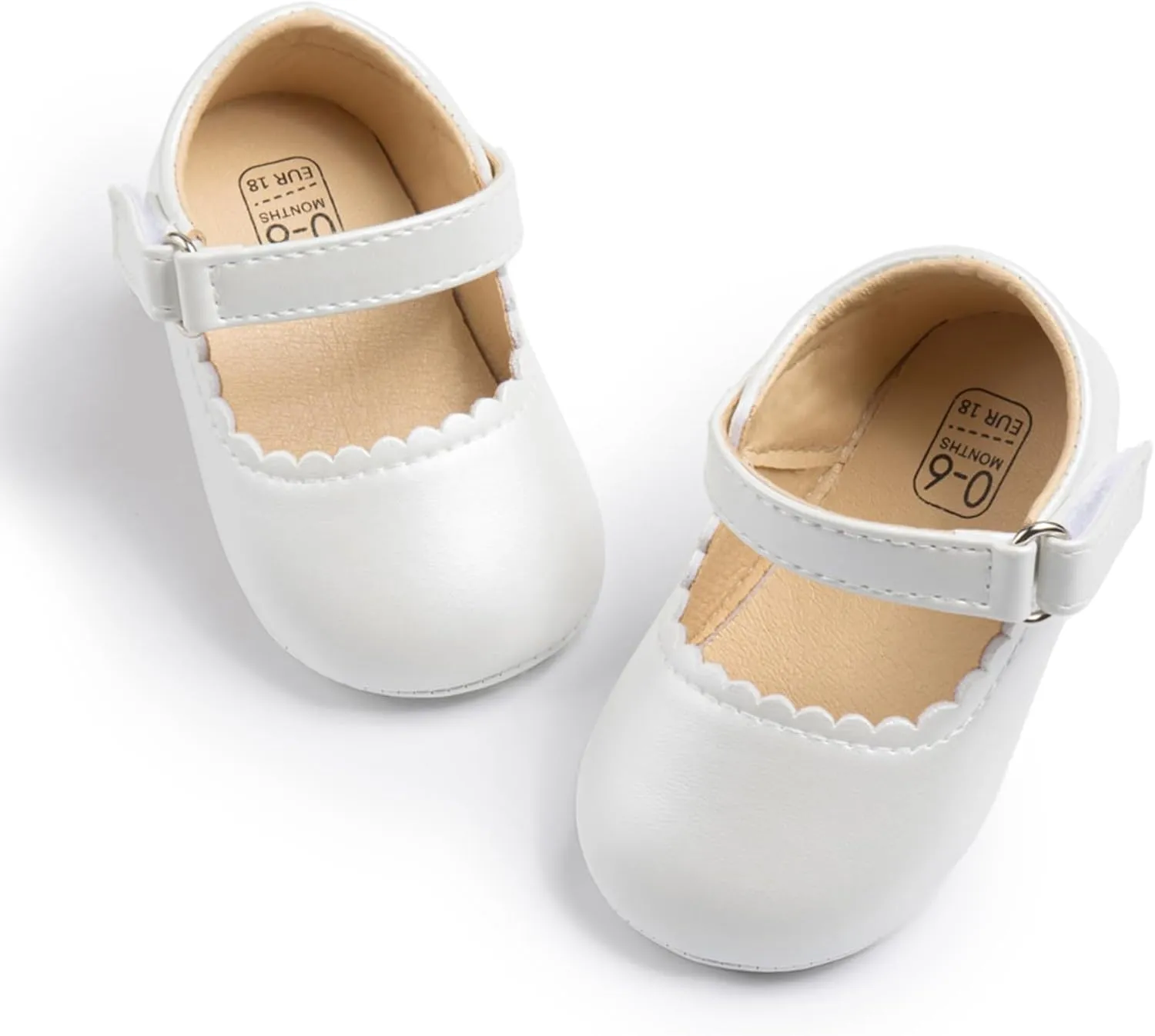 Baby Girl Mary Jane Flats Dress Shoes - Infant Newborn Shoes Anti-Slip Soft PU Leather Party School Wedding Princess Baby Girl Shoes 0-18M