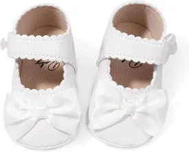 Baby Girl Mary Jane Flats Dress Shoes - Infant Newborn Shoes Anti-Slip Soft PU Leather Party School Wedding Princess Baby Girl Shoes 0-18M