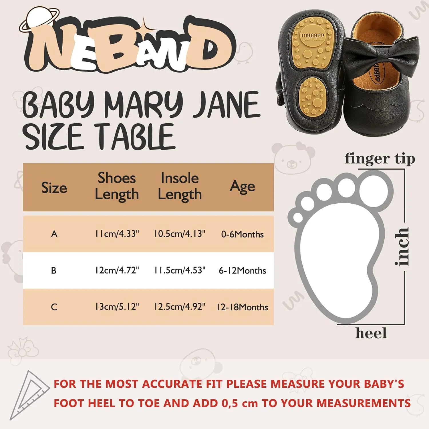 Baby Girl Mary Jane Flats Dress Shoes - Infant Newborn Shoes Anti-Slip Soft PU Leather Party School Wedding Princess Baby Girl Shoes 0-18M