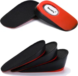 Bacophy Height Increase Insoles 2CM/3CM/4CM, Invisible Shoe Lifts Frim Heel Support, Shock Absorption Heel Cushion Pads, Height Lift Insoles for Men & Women Black&red