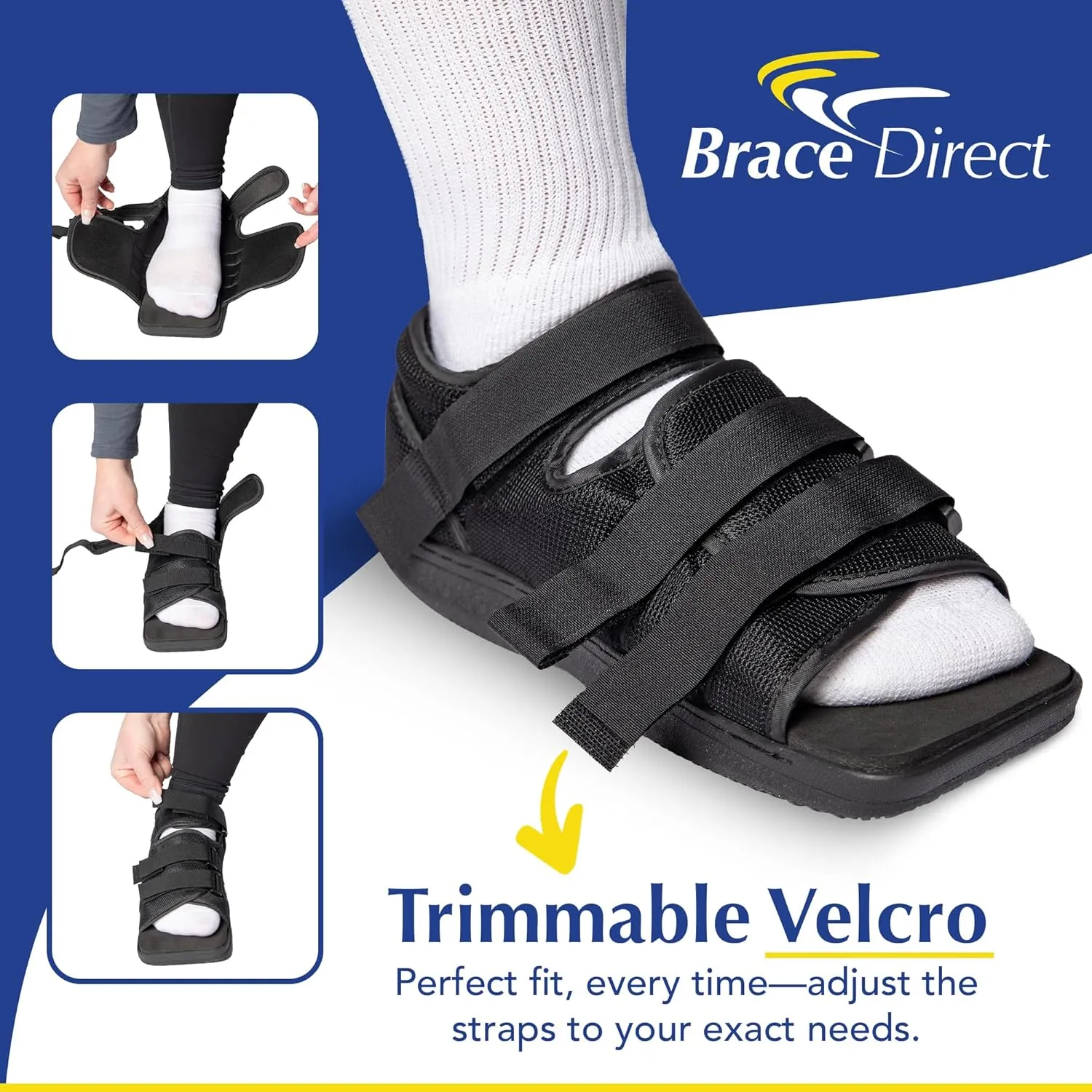Brace Direct Post-Op Shoe - Adjustable Orthopedic Walking Shoe for Broken Foot & Toe, Stress Fractures, Bunions, Post-Surgery Recovery, Left or Right Foot, Men L (US Shoe Size 11.5-12.5/29 cm)