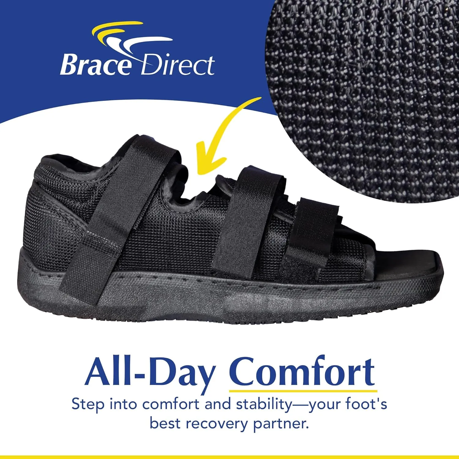 Brace Direct Post-Op Shoe - Adjustable Orthopedic Walking Shoe for Broken Foot & Toe, Stress Fractures, Bunions, Post-Surgery Recovery, Left or Right Foot, Men L (US Shoe Size 11.5-12.5/29 cm)