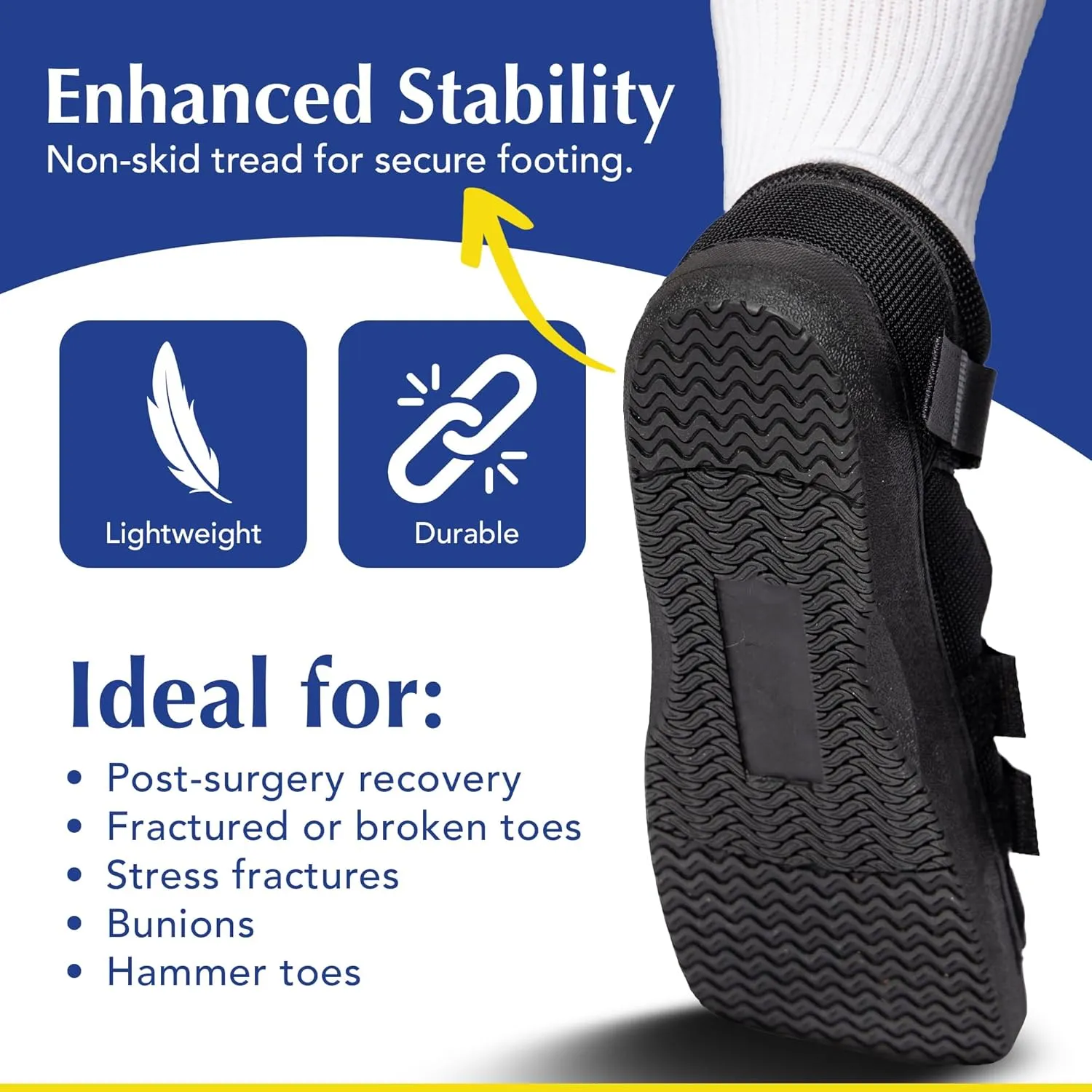 Brace Direct Post-Op Shoe - Adjustable Orthopedic Walking Shoe for Broken Foot & Toe, Stress Fractures, Bunions, Post-Surgery Recovery, Left or Right Foot, Men L (US Shoe Size 11.5-12.5/29 cm)