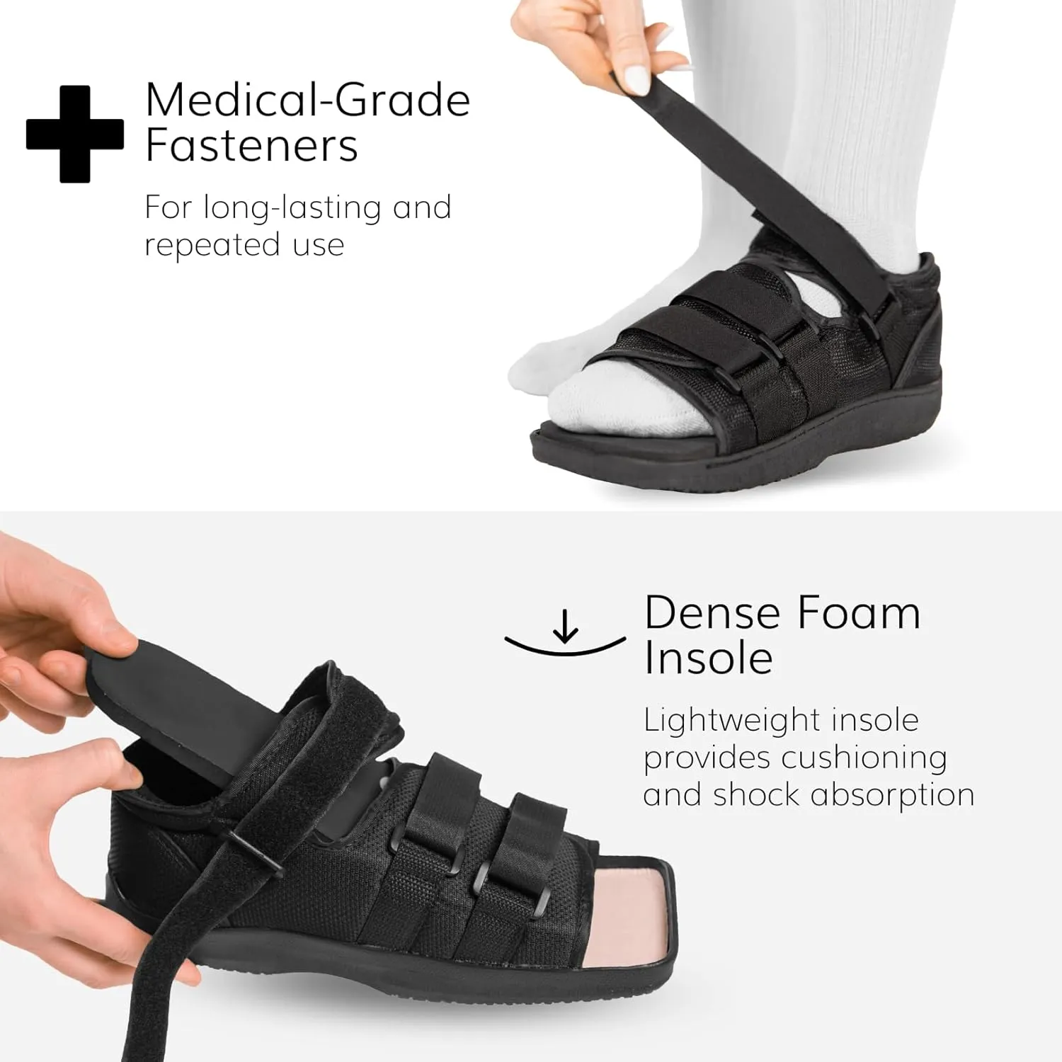 BraceAbility Post Op Shoe Foot Brace - Orthopedic Surgical Cast Shoe for Broken Toes, Injured Foot Protection, Stress Fracture Recovery Medical Boot for Men - FSA HSA Eligible (L - Male)