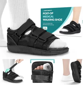 BraceAbility Post Op Shoe Foot Brace - Orthopedic Surgical Cast Shoe for Broken Toes, Injured Foot Protection, Stress Fracture Recovery Medical Boot for Men - FSA HSA Eligible (L - Male)