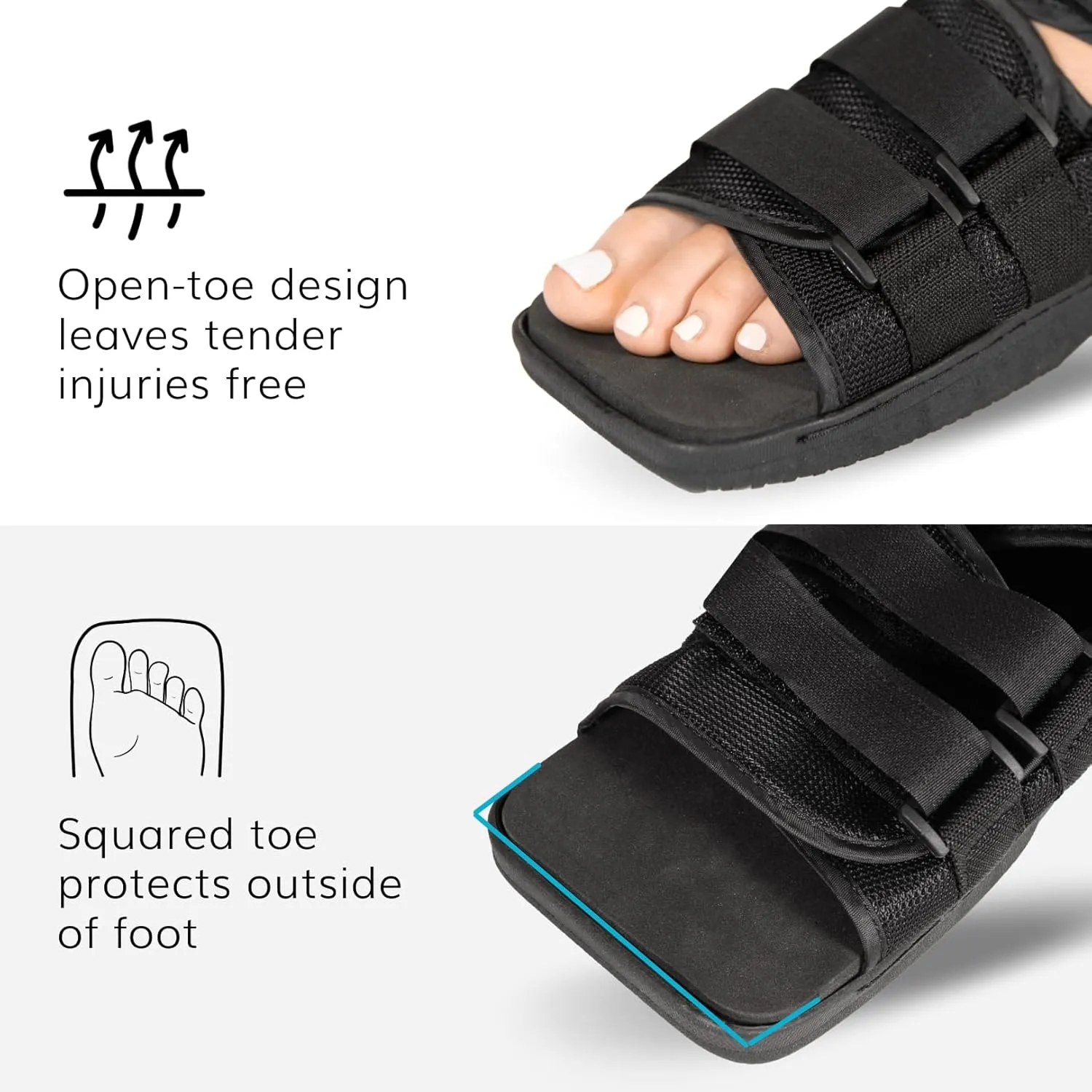 BraceAbility Post Op Shoe Foot Brace - Orthopedic Surgical Cast Shoe for Broken Toes, Injured Foot Protection, Stress Fracture Recovery Medical Boot for Men - FSA HSA Eligible (L - Male)