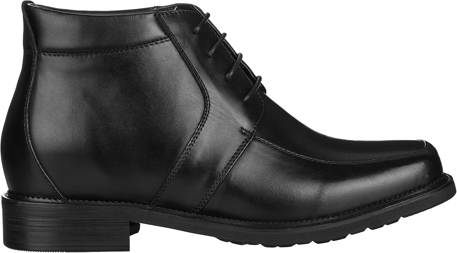 CALTO Men's Invisible Height Increasing Elevator Shoes - Black Premium Leather Lace-up Square-toe Ankle Boots - 3.2 Inches Taller - G9905 - Size 10 D(M) US
