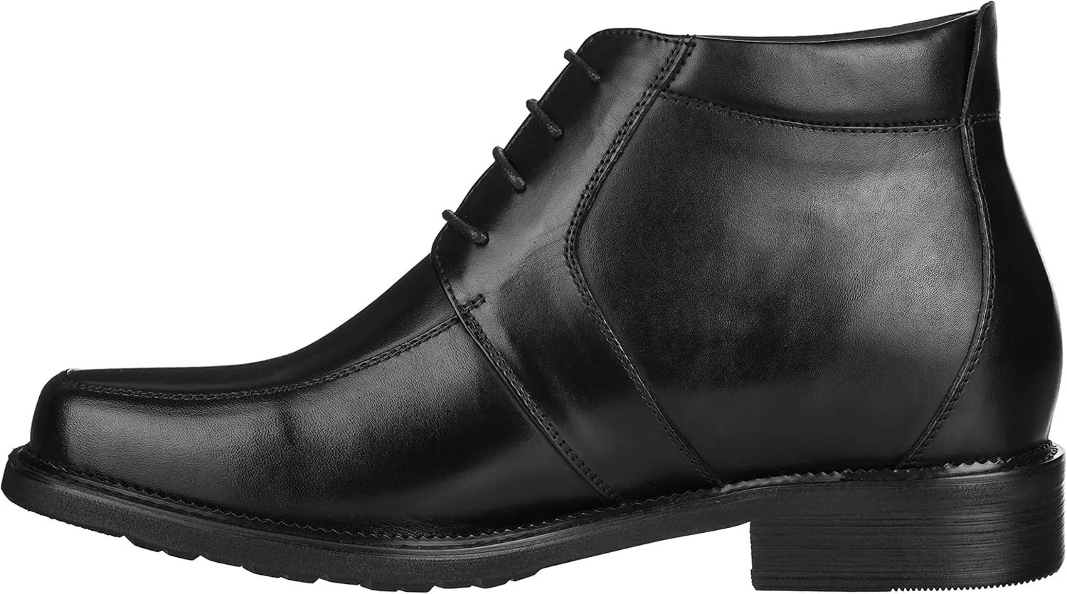 CALTO Men's Invisible Height Increasing Elevator Shoes - Black Premium Leather Lace-up Square-toe Ankle Boots - 3.2 Inches Taller - G9905 - Size 10 D(M) US
