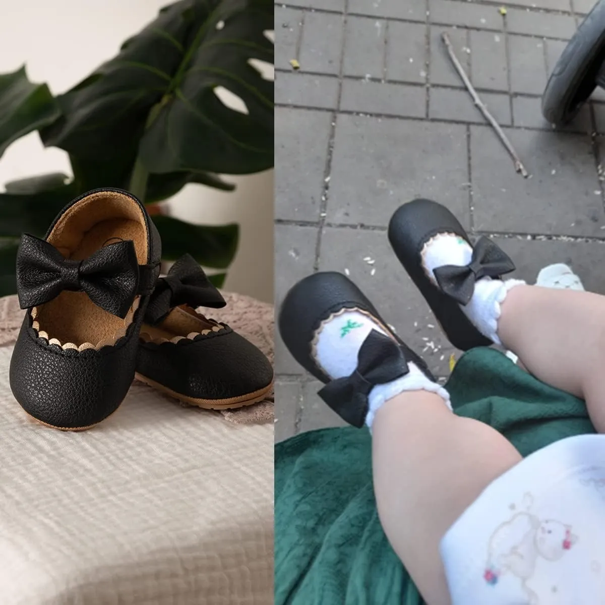 CENCIRILY Infant Baby Girls Mary Jane Flats Non Slip Soft Sole Prewalker Princess Wedding Dress Shoes
