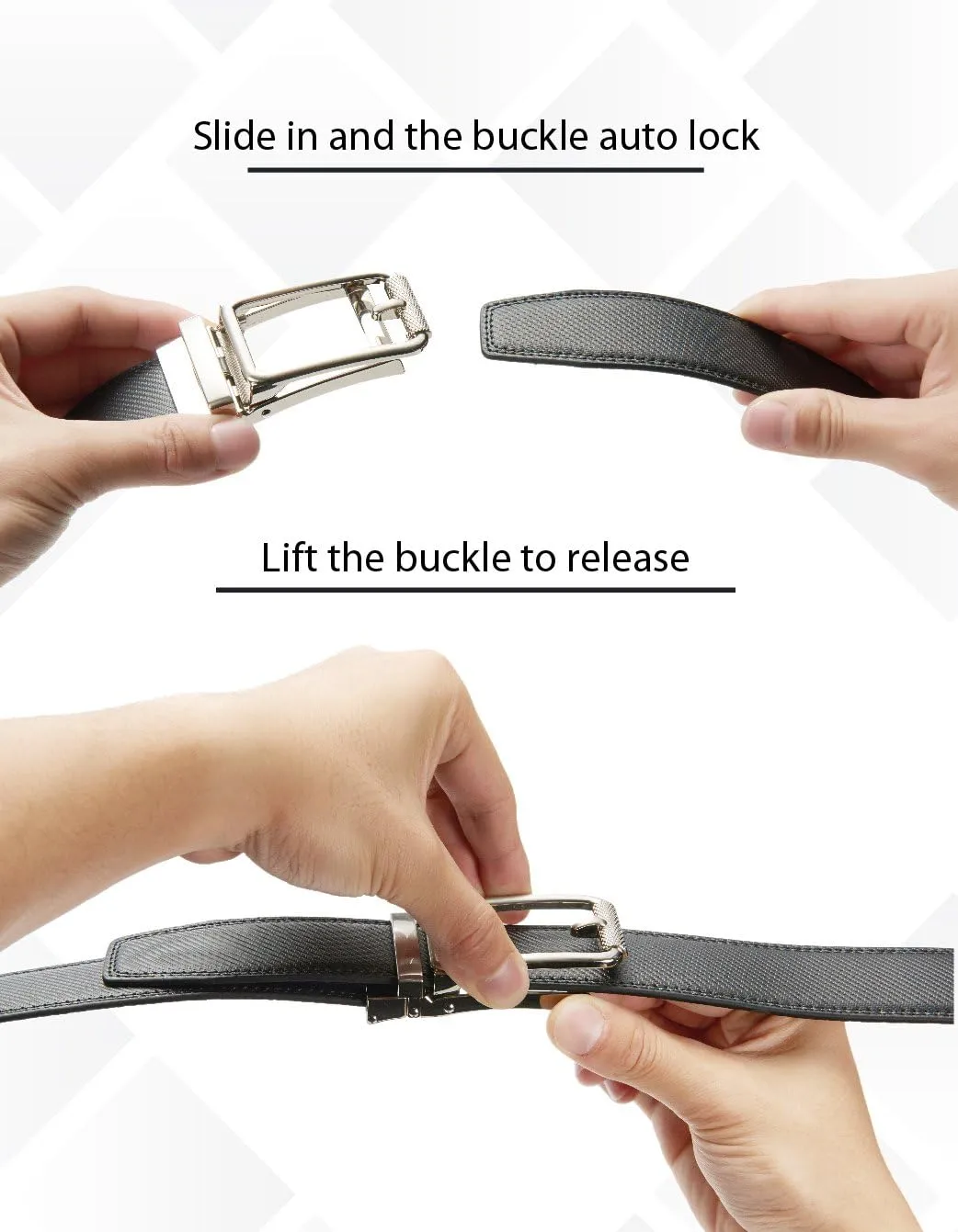 CHAOREN Men's Leather Ratchet Belt Pack of Two - Black, One Size - Adjustable, Scratch Resistant, Luxury Packaging
