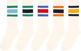 Chunky Ribb Cotton Striped Socks Retro Stripe Crew Socks, 3/5 Pairs with Present Box