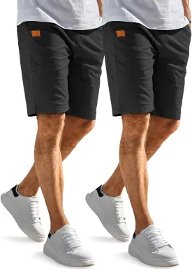 Comdecevis Mens Casual Shorts Stretch Waist Drawstring Summer Beach Twill Chino Golf Shorts