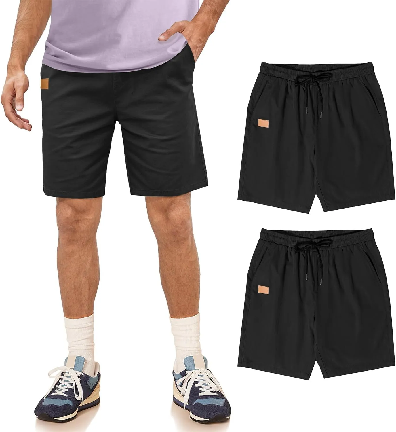 Comdecevis Mens Casual Shorts Stretch Waist Drawstring Summer Beach Twill Chino Golf Shorts