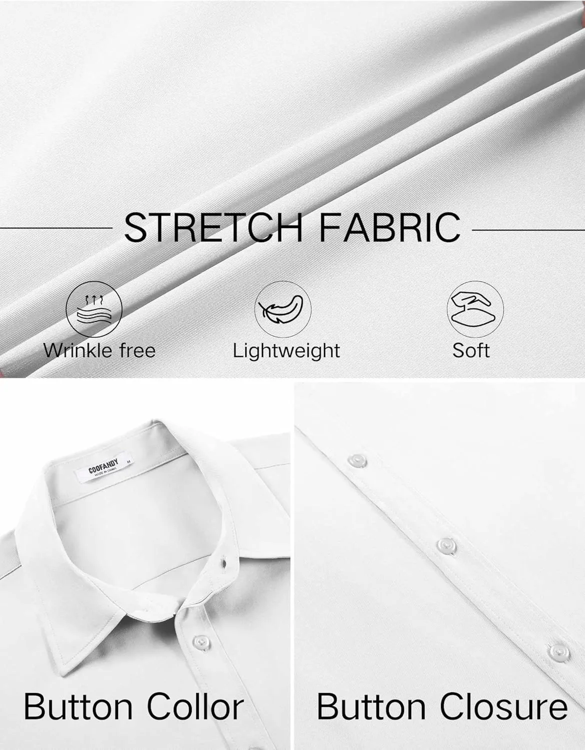 COOFANDY Men's Stretch Dress Shirts Short Sleeve Wrinkle Free Casual Button Down Shirts