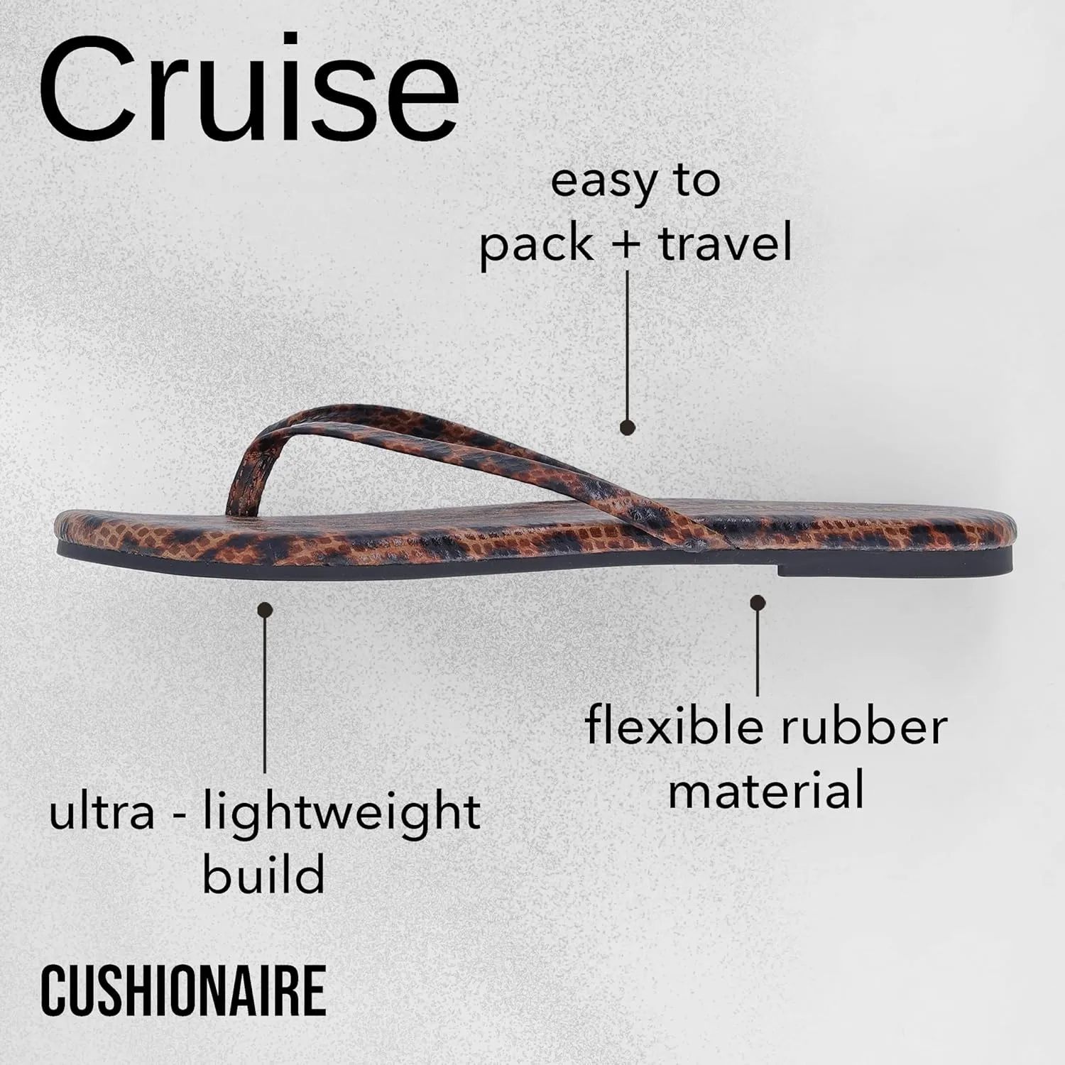 CUSHIONAIRE Cruise Womens Minimalist Flip Flops  Ultra-Lightweight Summer Sandals with Non-Slip Sole