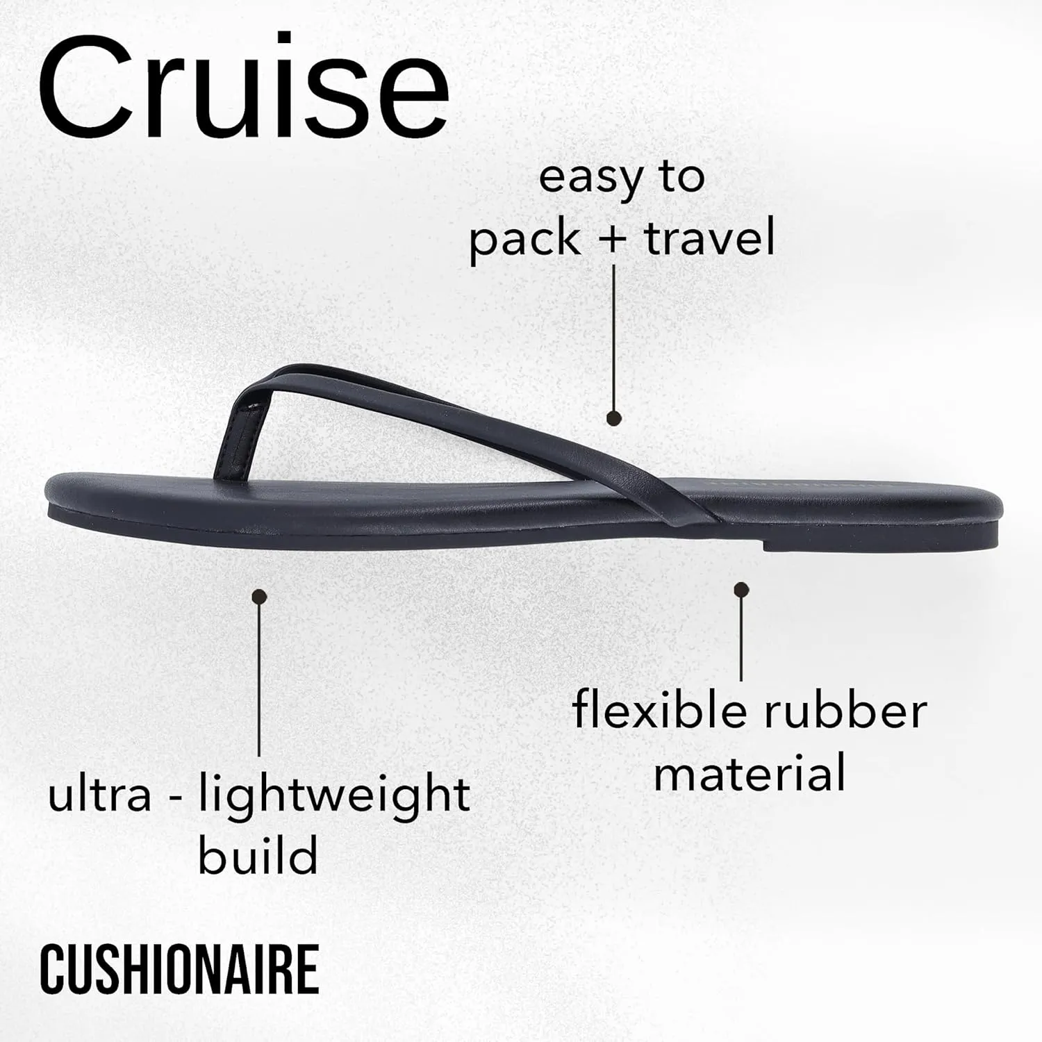 CUSHIONAIRE Cruise Womens Minimalist Flip Flops  Ultra-Lightweight Summer Sandals with Non-Slip Sole