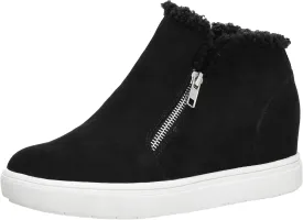 CUSHIONAIRE Women's Heaven Hidden Wedge Faux Shearling Sneaker  Memory Foam