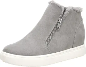 CUSHIONAIRE Women's Heaven Hidden Wedge Faux Shearling Sneaker  Memory Foam
