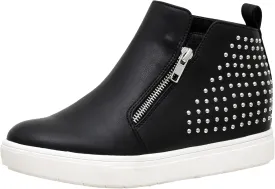 CUSHIONAIRE Women's Hollywood studded Hidden Wedge sneaker  Memory Foam