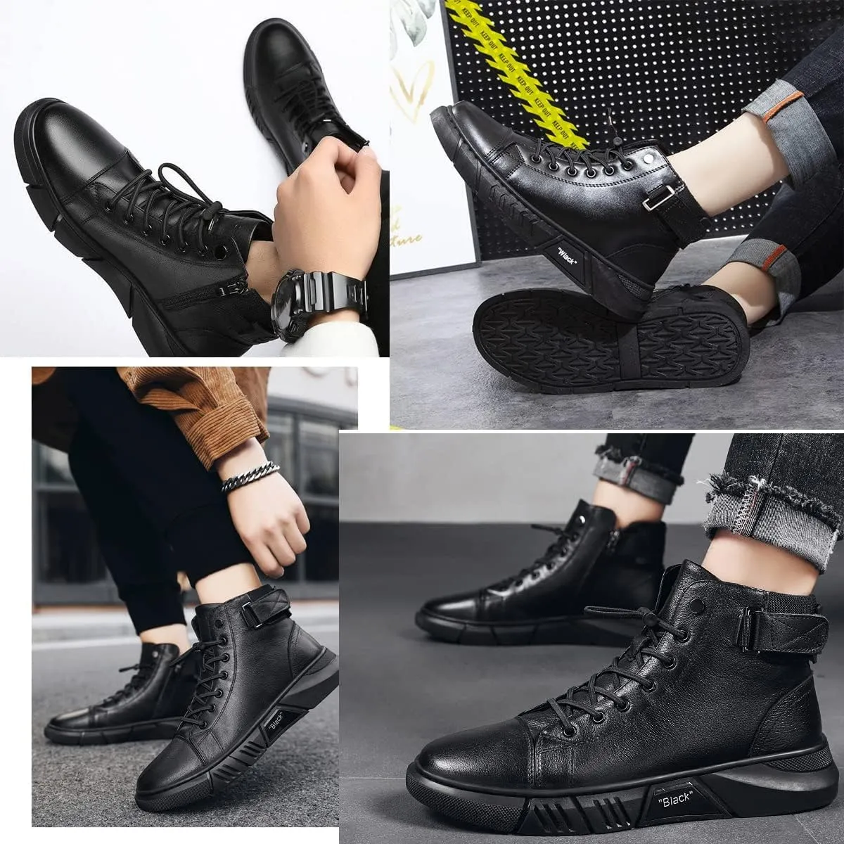 DevilAngel Men's Italian High Top Cashmere Leather Boots