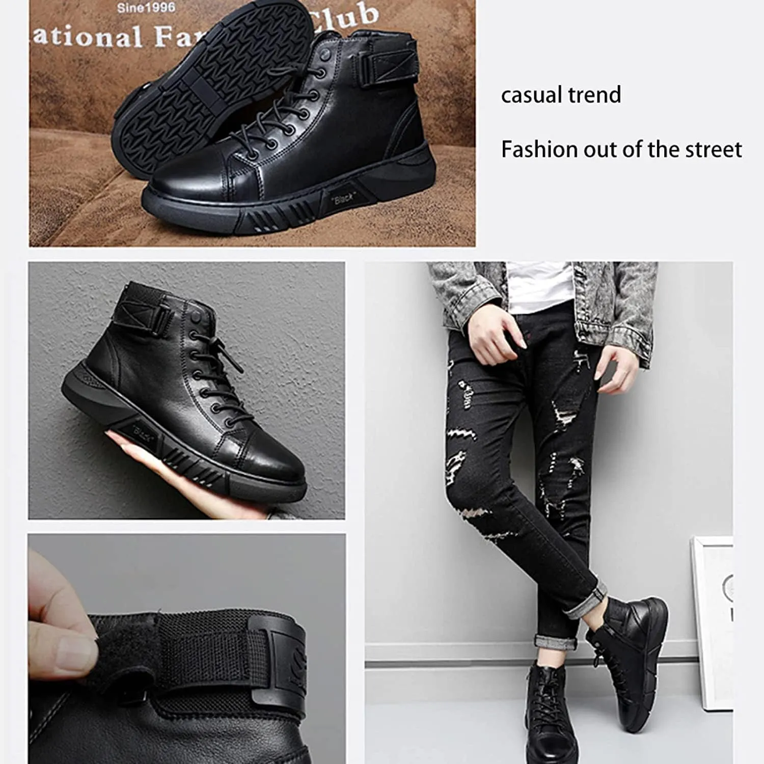 DevilAngel Men's Italian High Top Cashmere Leather Boots