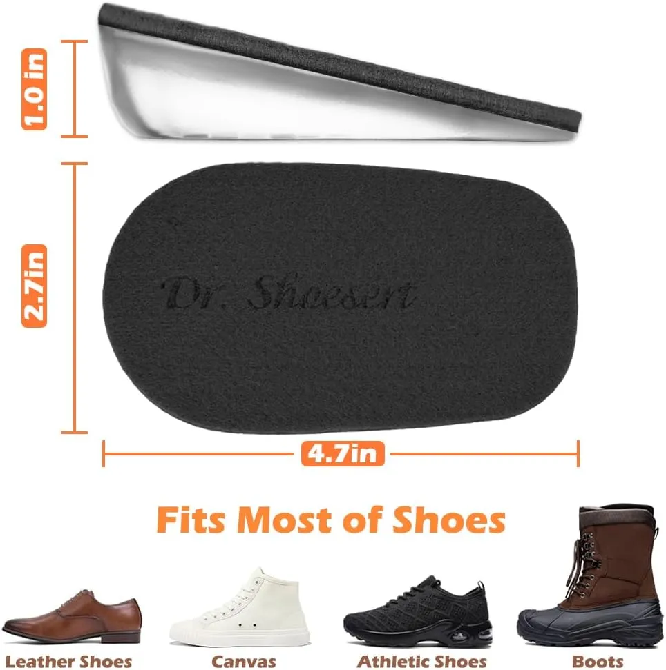 Dr. Shoesert Height Increase Insoles for Men and Women, Wool Felt Gel Heel Cushion Inserts for Leg Length Discrepancy, Shock-Absorbing Shoe Lifts for Heel Pain Relief (Large (1.0" Height), Black)