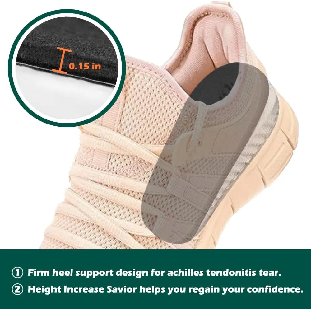 Dr. Shoesert Height Increase Insoles for Men and Women, Wool Felt Gel Heel Cushion Inserts for Leg Length Discrepancy, Shock-Absorbing Shoe Lifts for Heel Pain Relief (Small (1.4" Height), Black)