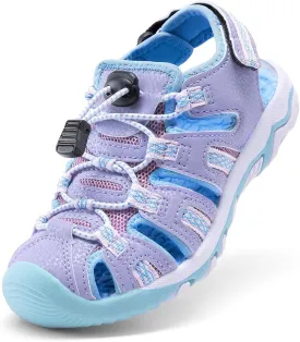 DREAM PAIRS Boys Girls Summer Outdoor Athletic Sport Sandals Walking Hiking Hook and Loop Adjustable Multicolor for Toddler/Little/Big Kids,Size 7 Toddler,Purple,160912-K