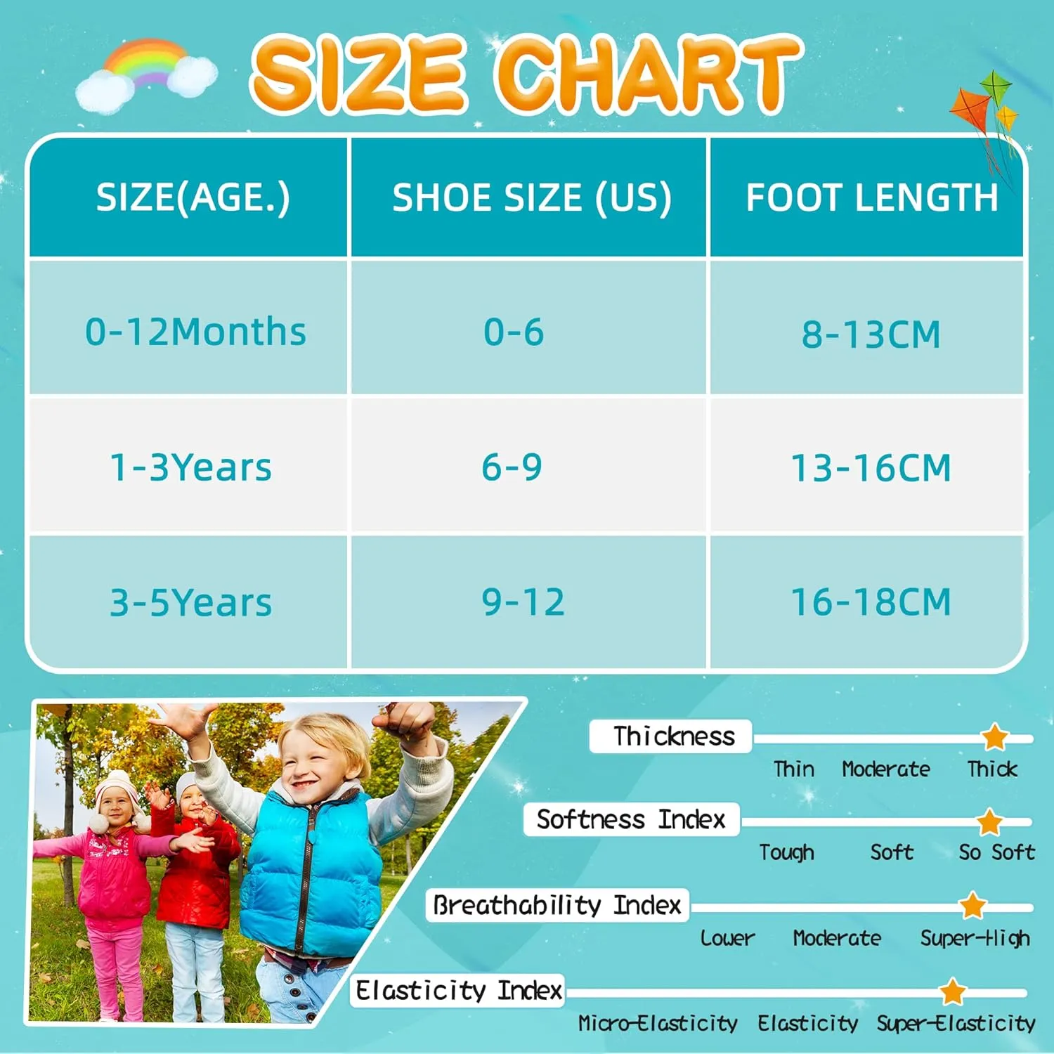 Eyean Baby Wool Grip Sock Soft Winter Warm Thick Non Slip Toddler Boy Girls Crew Socks For Children 6 Pairs