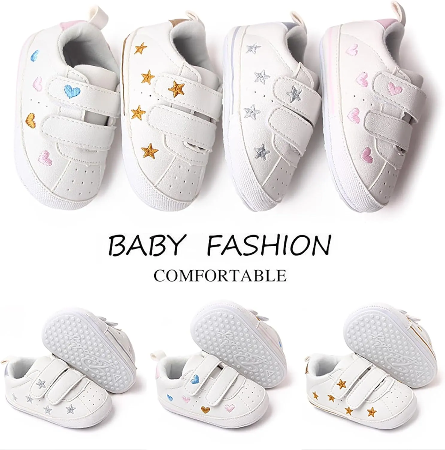 GAISUMMI Baby Boys Girls Shoes Infant High-Top PU Leather Sneakers Newborn Crib Flats Non-Slip Rubber Sole Unisex Toddler Prewalkers