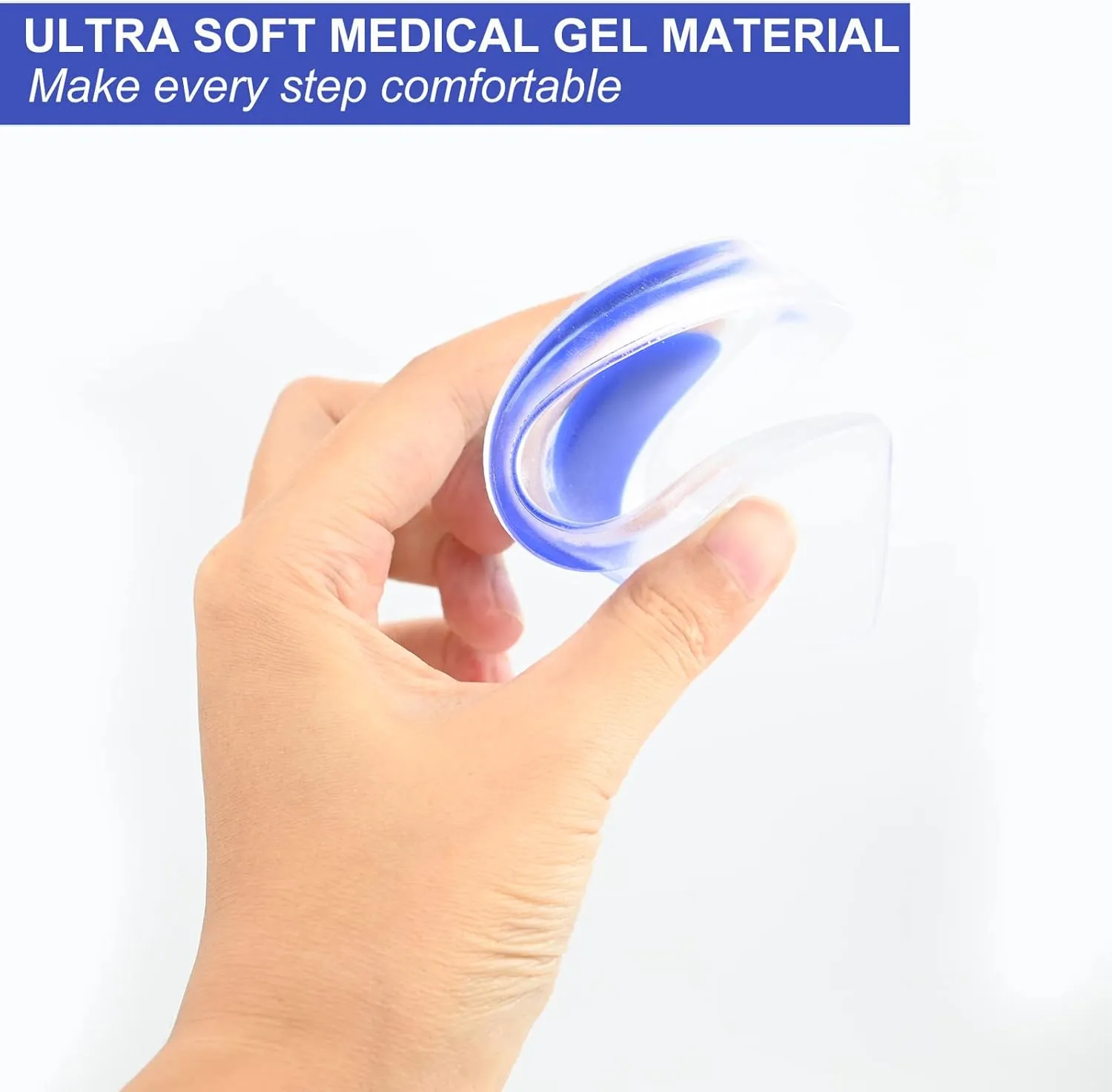 Gel Silicone Heel Pads,2 Pairs Heel Cups for Achilles Tendonitis,Shoe Wedge Inserts for Plantar Fasciitis,Sore Heel, Heel Spur and Heel Pain Relief,Heel Support for Men/Women(Medium)