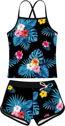 Girls Swimsuit Two Piece Bathing Suits Tankini with Adjustable Strap Swimwear with Boyshort