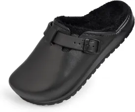Harssidanzar Womens Lined Clogs Winter Fleece Breathable Walking Garden Shoes Warm Non-Slip Mule Footwear HL206US