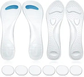Haysandy 2 Pairs High Heel Cushion Inserts Women and 6 Pcs Gel Heel Pads, 3/4 Insoles Transparent Shoe Fillers Clear Gel Shoe Inserts for Women and Self Adhesive Soft Silicone for Ladies Sandals