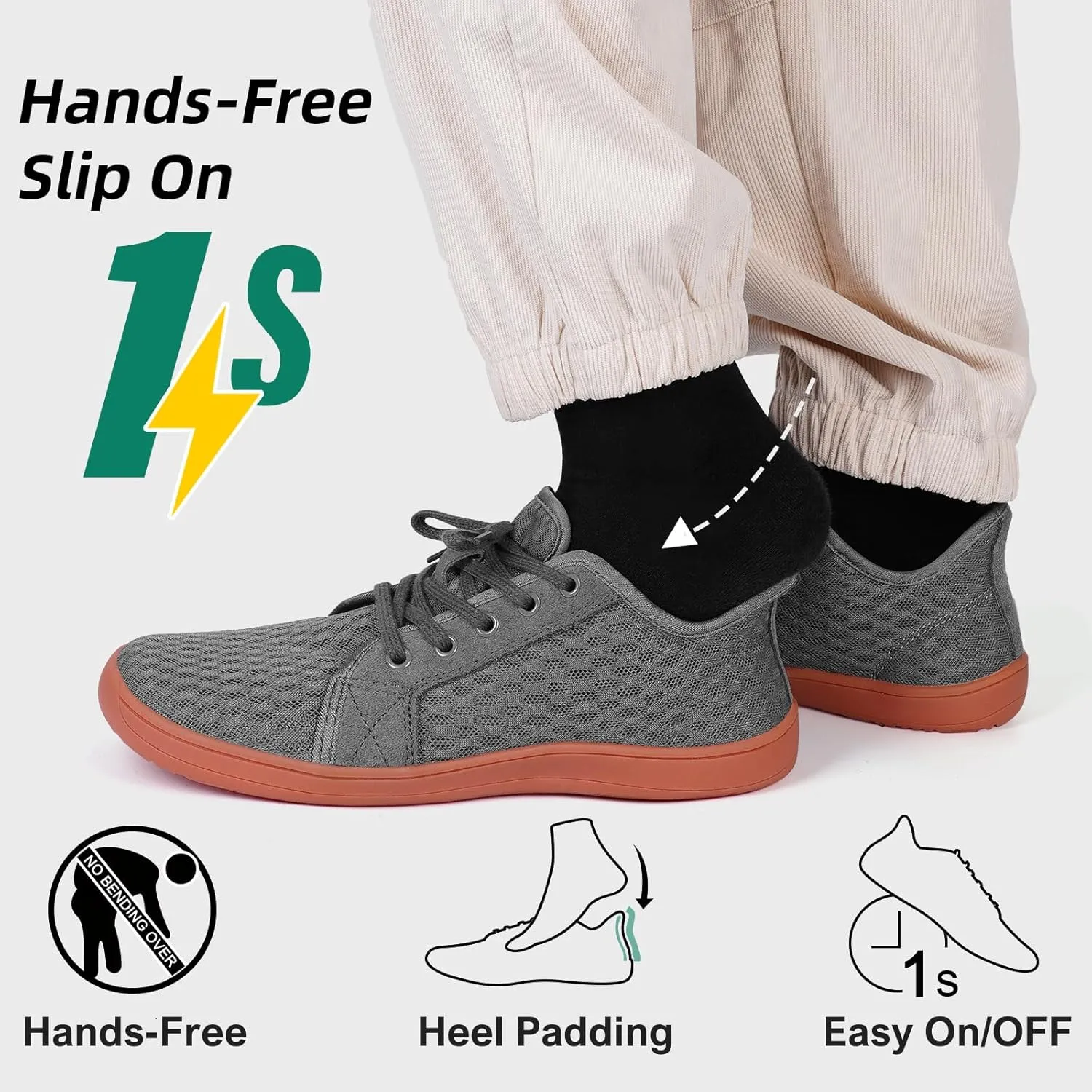 HiGropcore Barefoot Shoes for Women Men Minimalist Wide Toe Box Walking Shoes Zero Drop Arch Support Slip-On Barefoot Sneakers