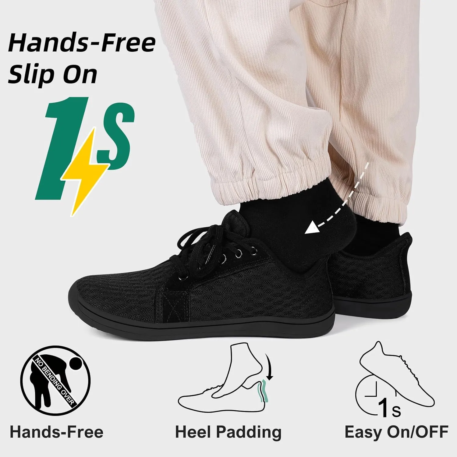 HiGropcore Barefoot Shoes for Women Men Minimalist Wide Toe Box Walking Shoes Zero Drop Arch Support Slip-On Barefoot Sneakers