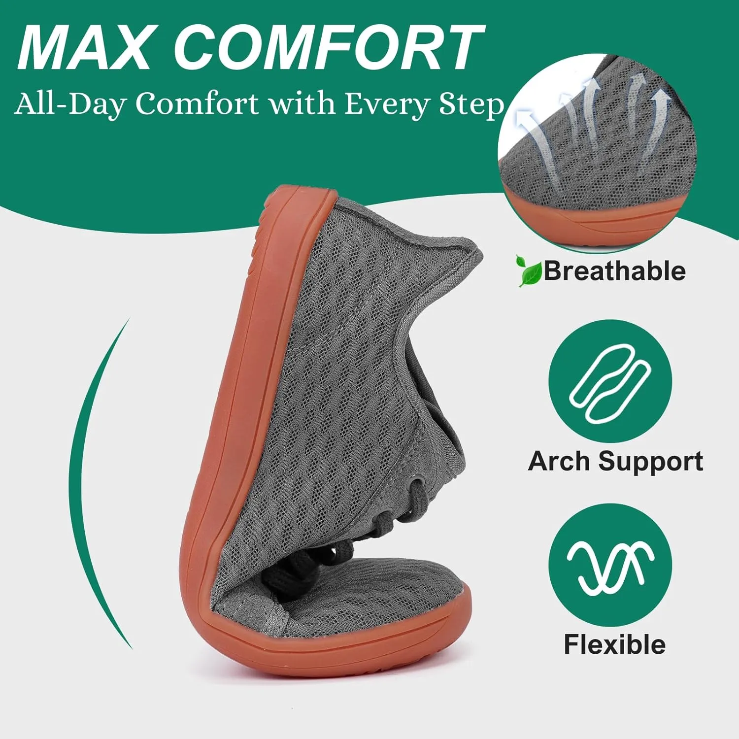 HiGropcore Barefoot Shoes for Women Men Minimalist Wide Toe Box Walking Shoes Zero Drop Arch Support Slip-On Barefoot Sneakers
