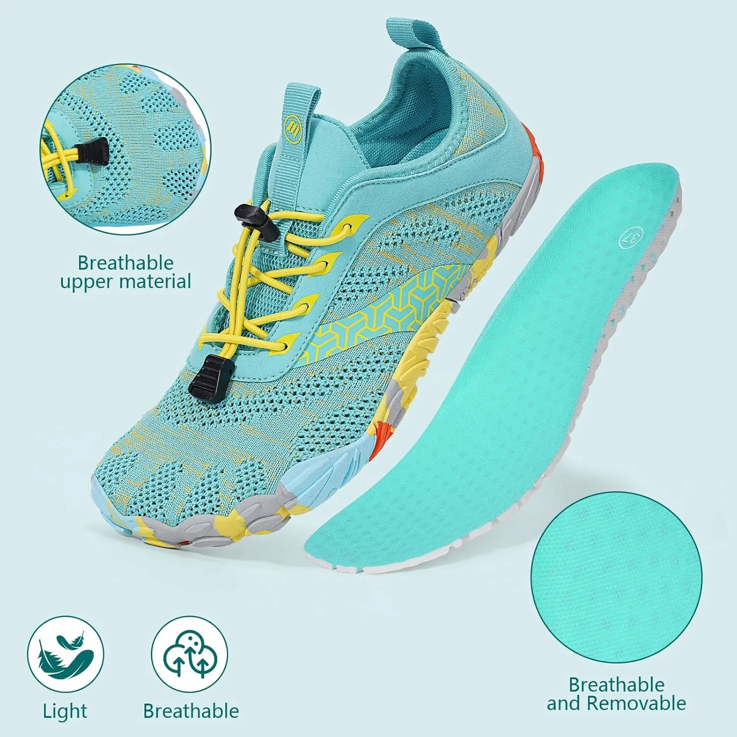 Hike Barefoot Shoes Women Men Wide Toe Box Zero Drop Footwear Lightweight Hike Shoe Non-Slip Grounded Shoes Women for Outdoor Trail Running Walking Weightlifting