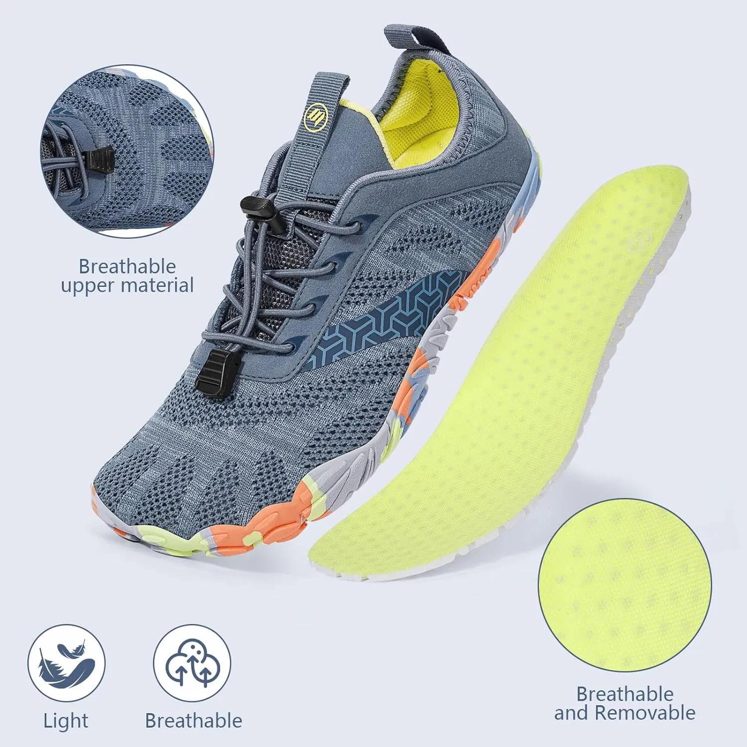 Hike Barefoot Shoes Women Men Wide Toe Box Zero Drop Footwear Lightweight Hike Shoe Non-Slip Grounded Shoes Women for Outdoor Trail Running Walking Weightlifting