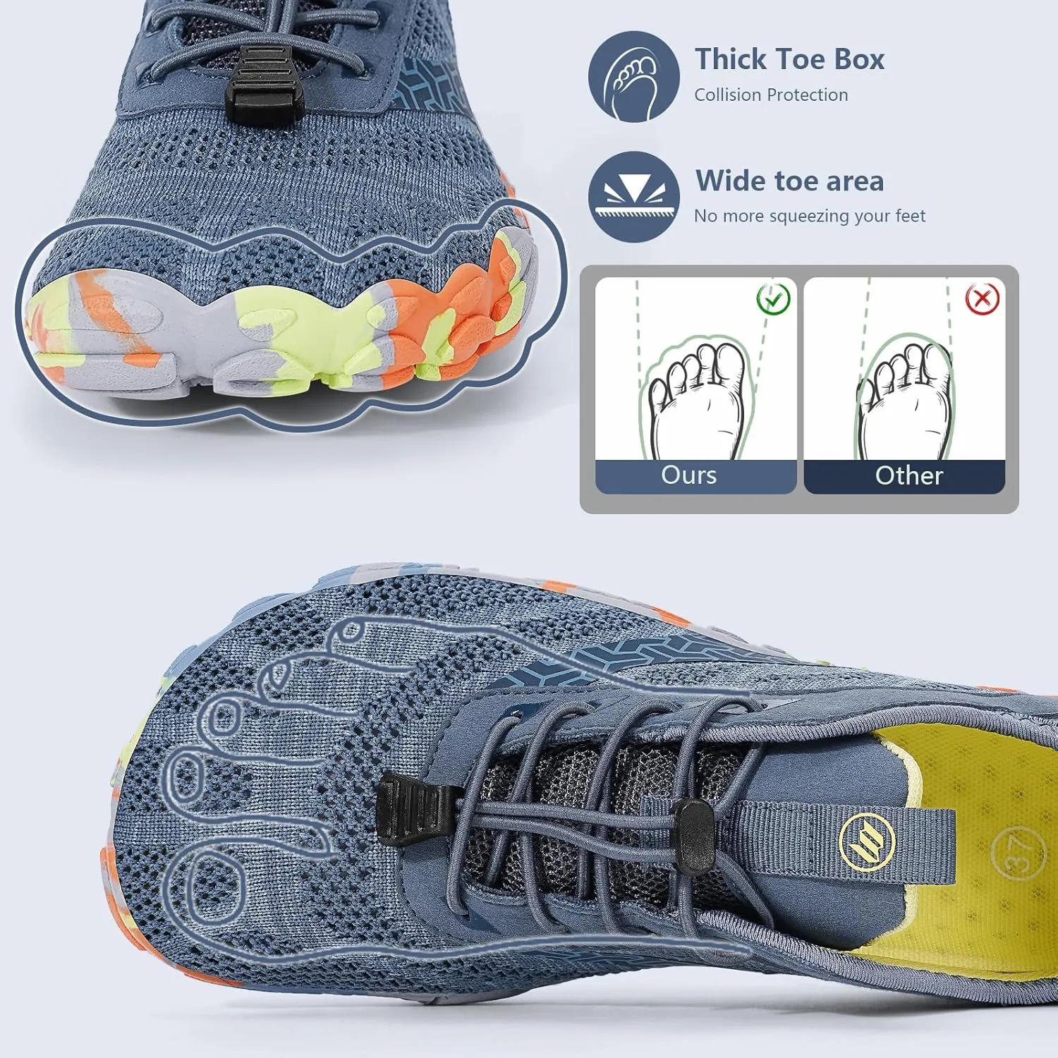 Hike Barefoot Shoes Women Men Wide Toe Box Zero Drop Footwear Lightweight Hike Shoe Non-Slip Grounded Shoes Women for Outdoor Trail Running Walking Weightlifting