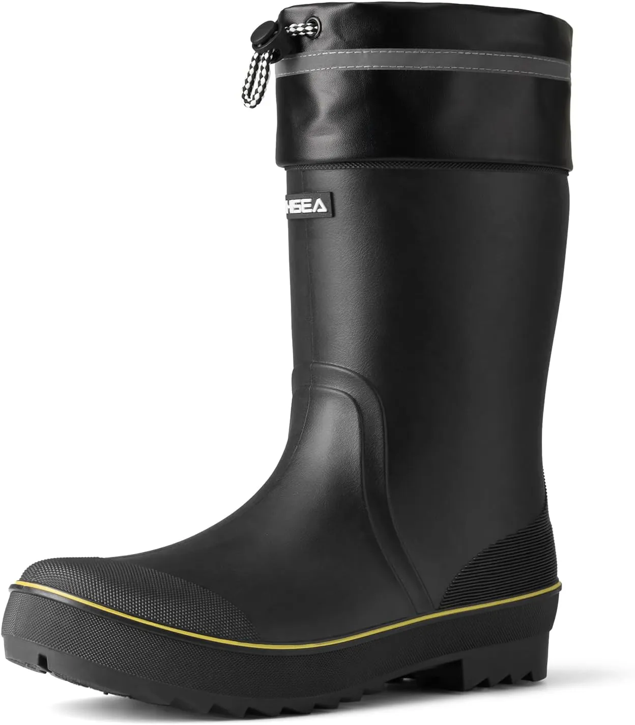 HISEA Men's Rubber Rain Boots Waterproof Durable Non Slip Mid Calf Boots for Garden Fishing Outdoor with Adjustable Closure
